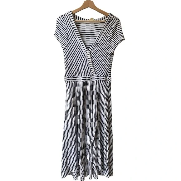 Anthropologie Paladino Maeve blue/ black and white midi stripped dress size S - Picture 3 of 13